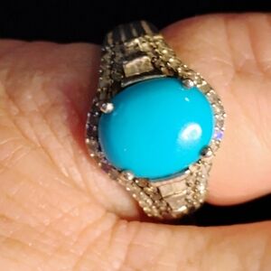 💯SERIOUS INQUIRIES  SLEEPING BEAUTY, DIAMONDS AND ZIRCON, STERLING RING. SIZE 6